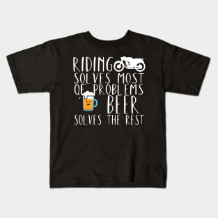 Motorcycle riding problems beer Kids T-Shirt